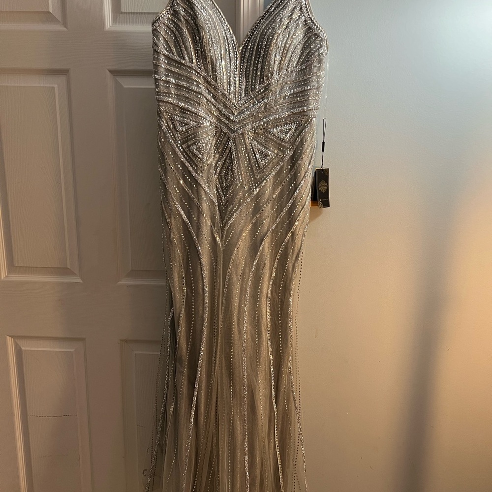 Elegant Silver Evening Gown